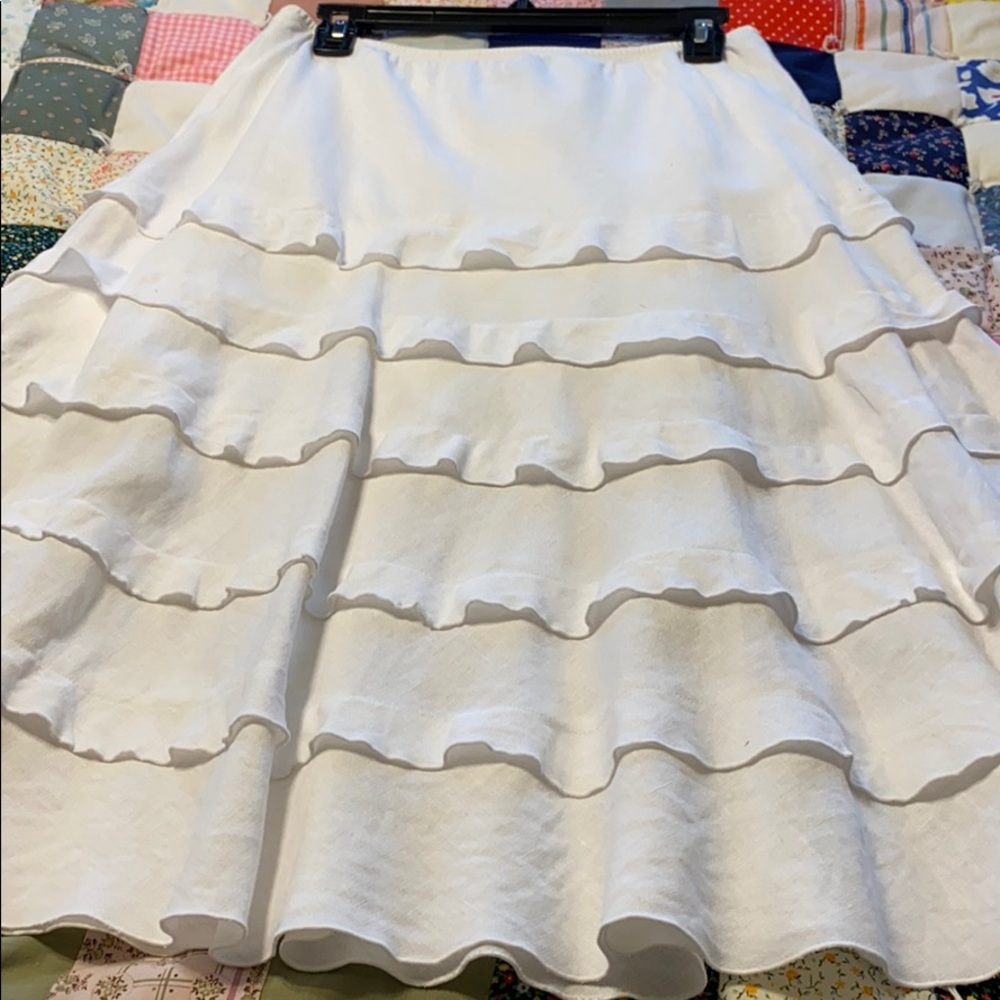 White ruffled linen skirt Petite XL